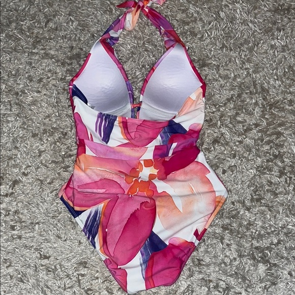 Mynah Abstract Colorful Halter One Piece Swimsuit - Picture 5 of 7